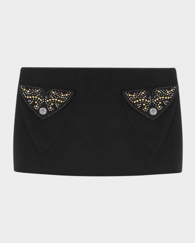 Studded Wool Mini Skirt